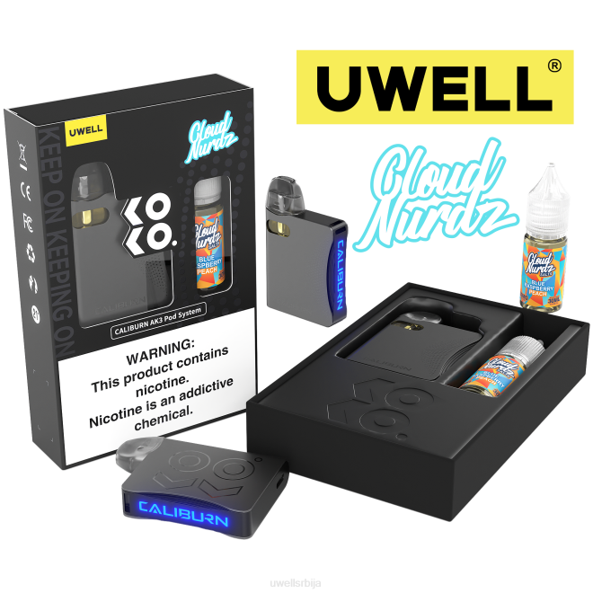 UWELL CALIBURN AK3 комплет + а3с 0.8охм махуне (к2) + татина пара 10мл соли 50мг црл: црна/флв: кремасти колачић 50мг 4TVT243 | UWELL ONLINE SHOP